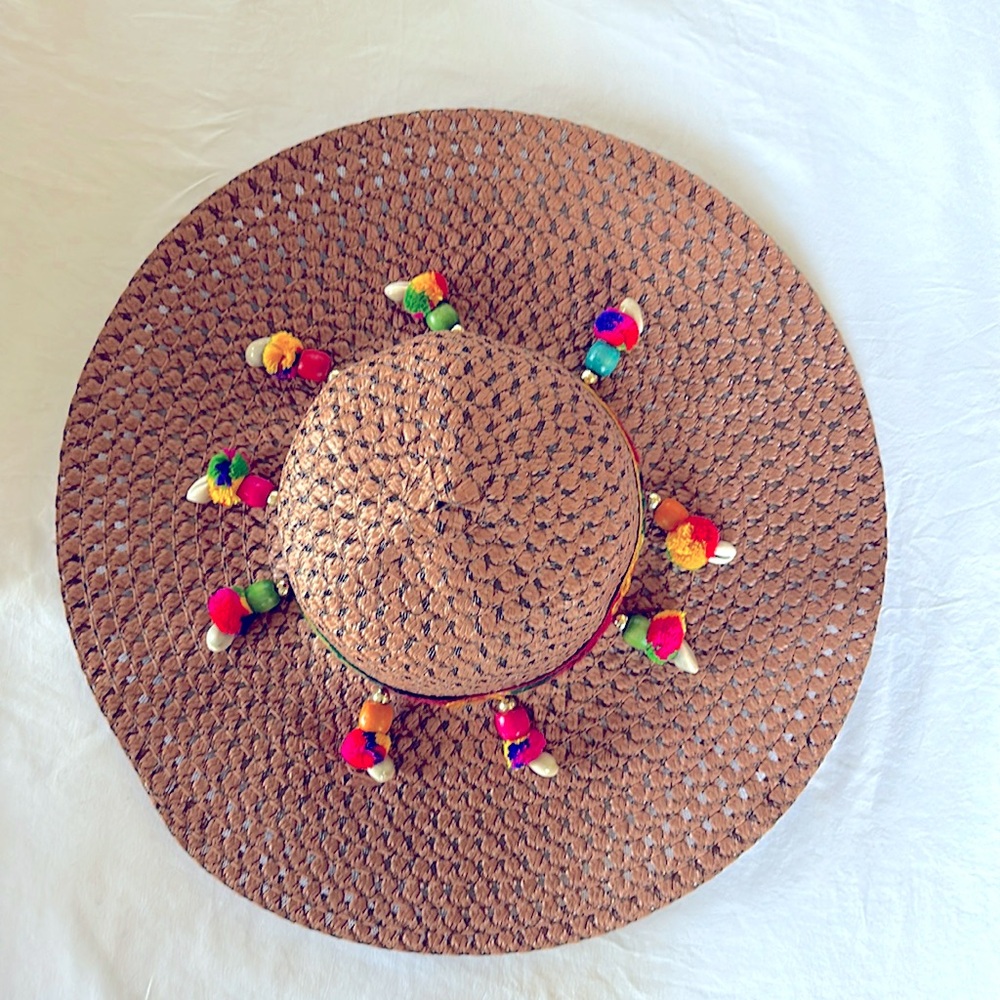 Wide brim, straw Boho, floppy sun hat